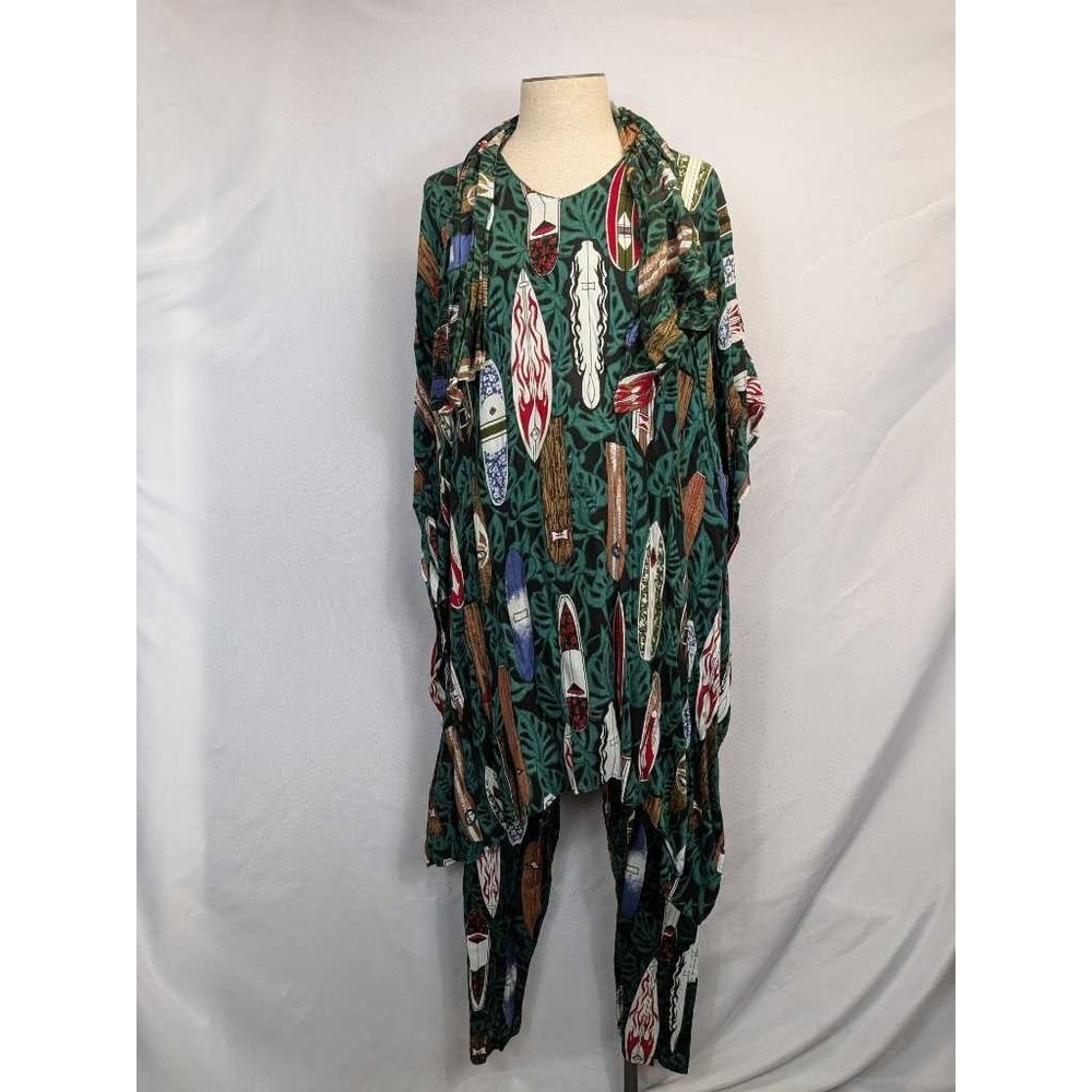 Rainbow Surfboard Print Lounge Set Pajamas Top Pants Scarf Women's One Size